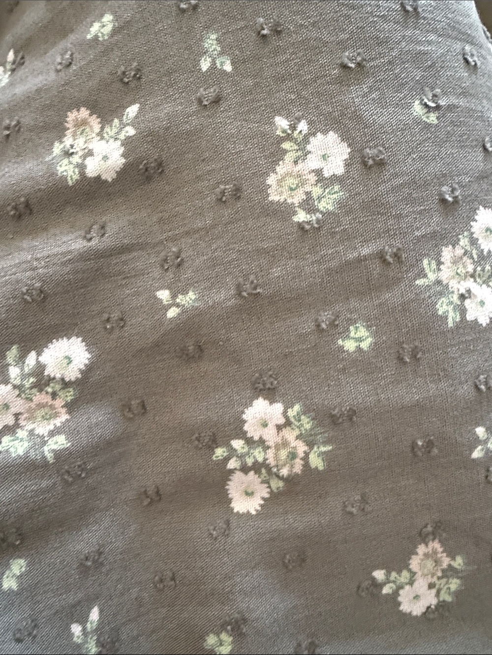 Women’s Olive Floral Midi Dress with Puff Sleeves - Picture 11 of 11